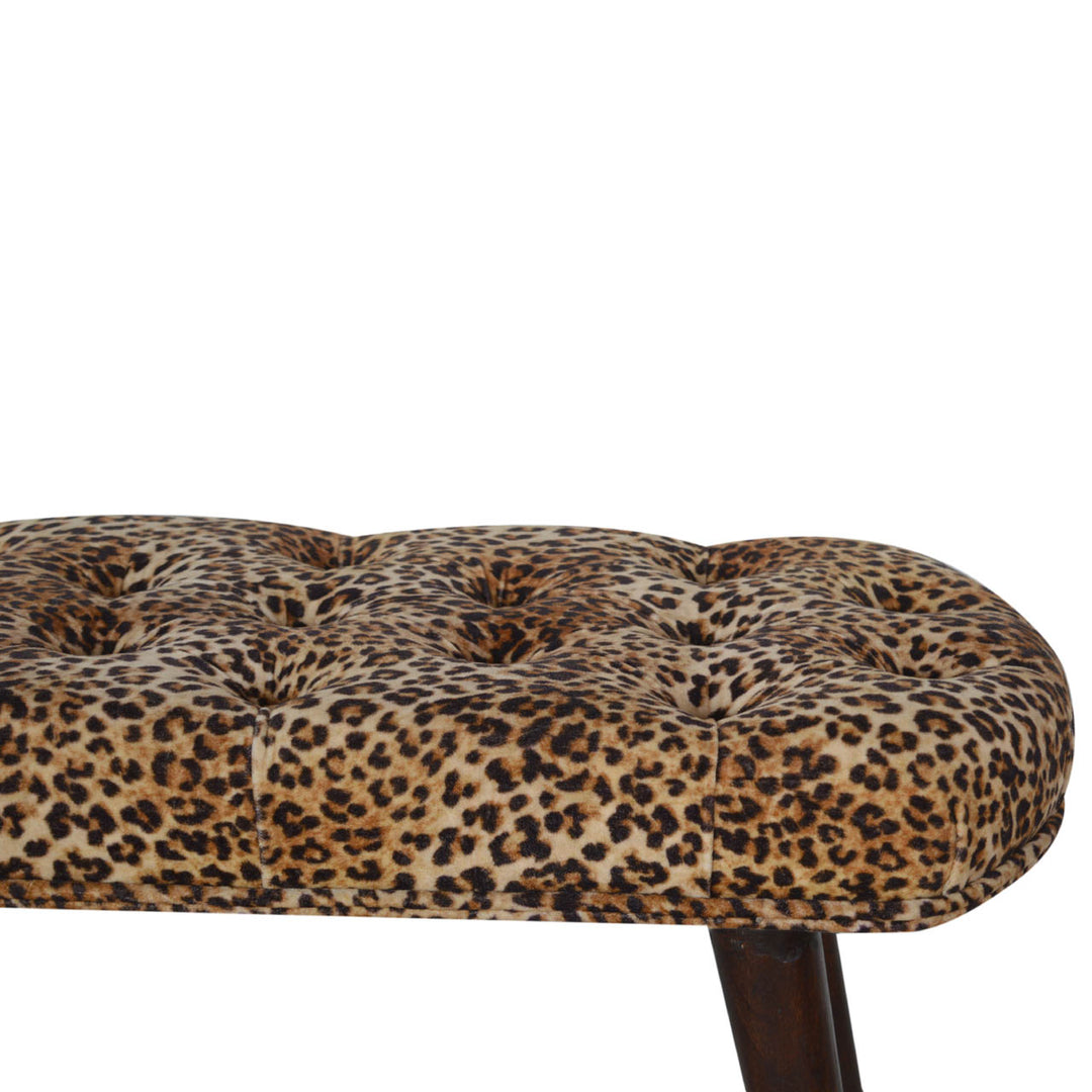 Leopard Print Deep Button Bench - Smiddy Furniture