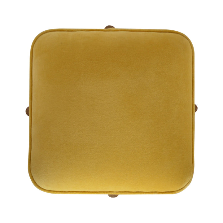 Mustard Velvet Solid Footstool - Smiddy Furniture