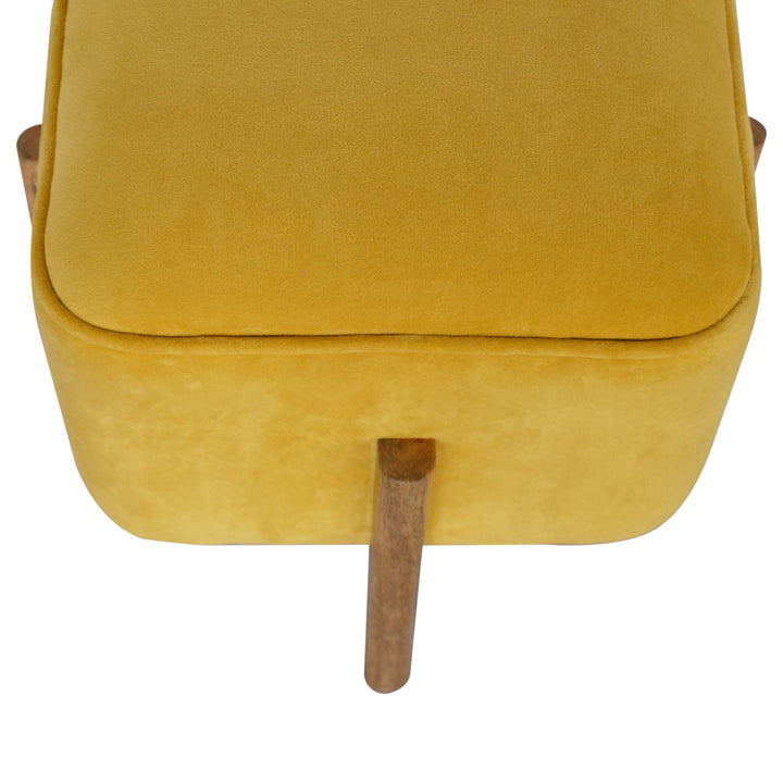 Mustard Velvet Solid Footstool - Smiddy Furniture