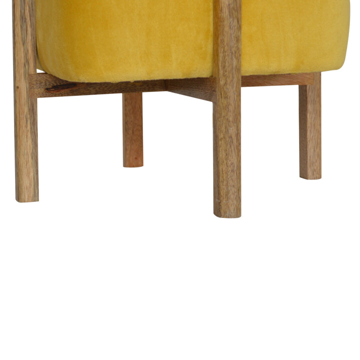 Mustard Velvet Solid Footstool - Smiddy Furniture