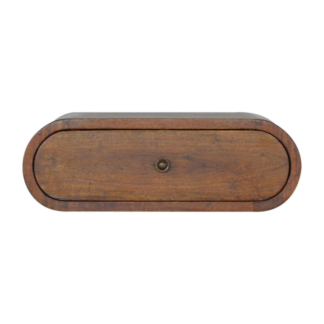 Wall Mounted Round Chestnut Bedside - Smiddy Furniture