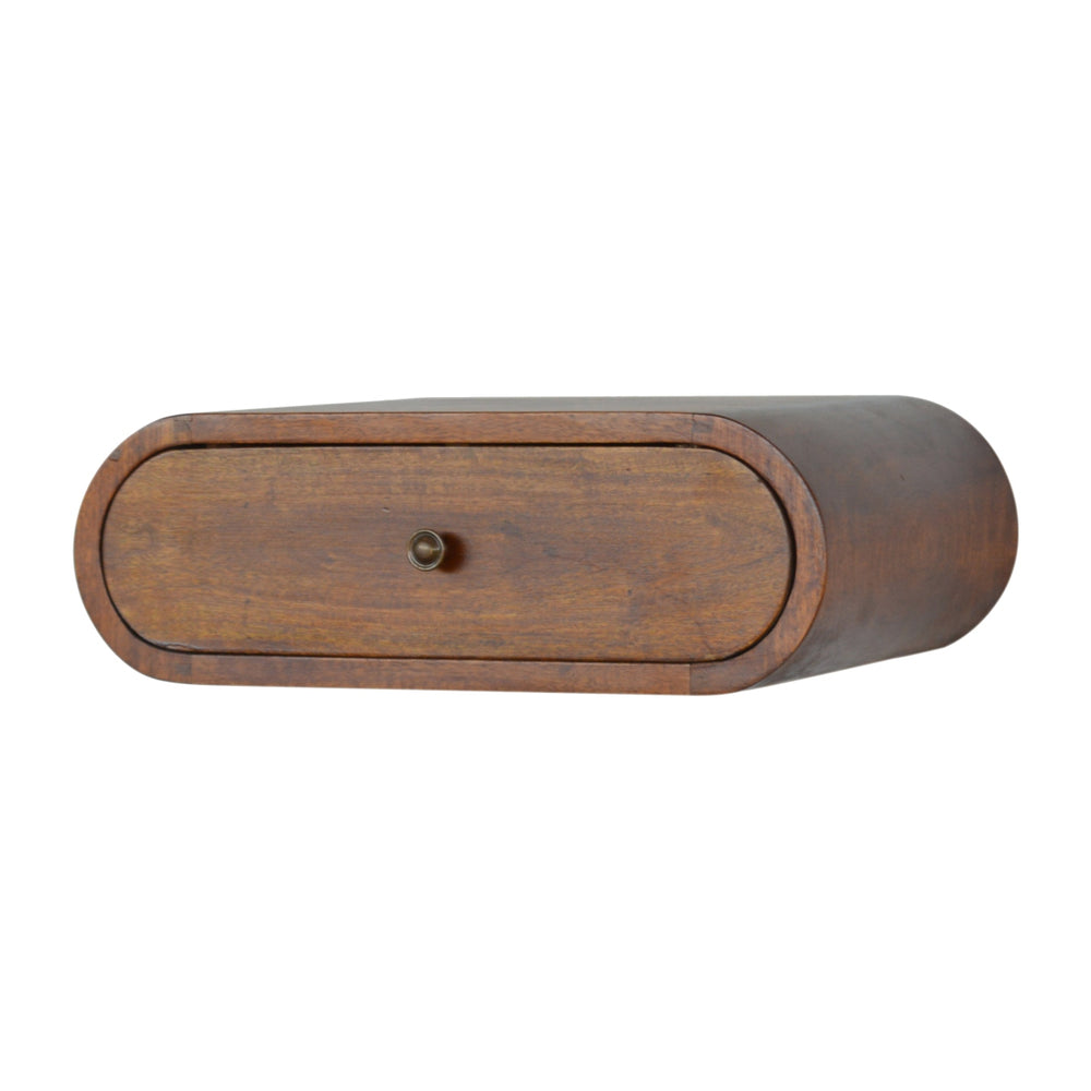 Wall Mounted Round Chestnut Bedside - Smiddy Furniture