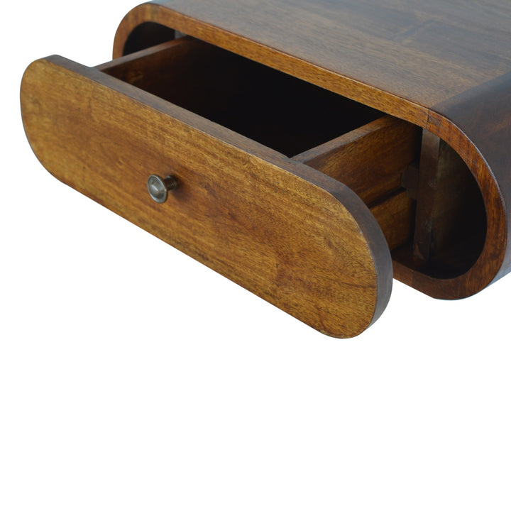 Wall Mounted Round Chestnut Bedside - Smiddy Furniture