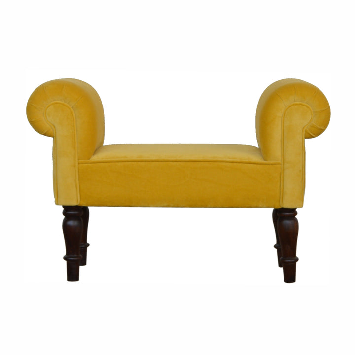 Mini Mustard Velvet Bench-Smiddy Furniture