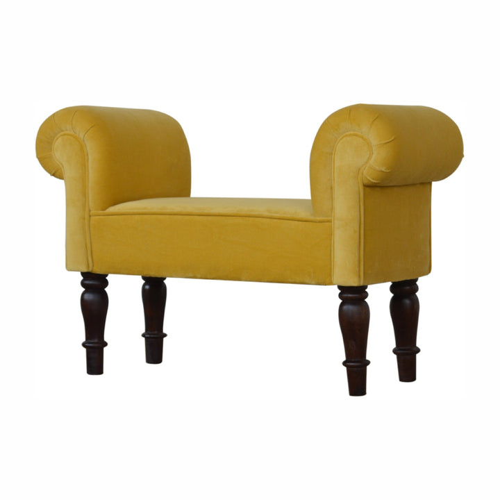 Mini Mustard Velvet Bench-Smiddy Furniture
