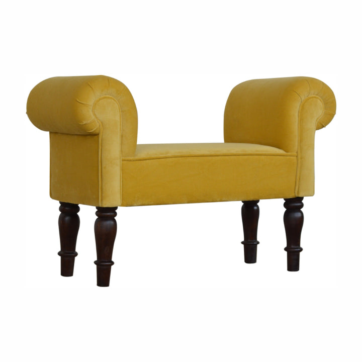Mini Mustard Velvet Bench-Smiddy Furniture