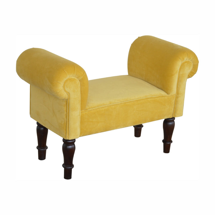 Mini Mustard Velvet Bench-Smiddy Furniture