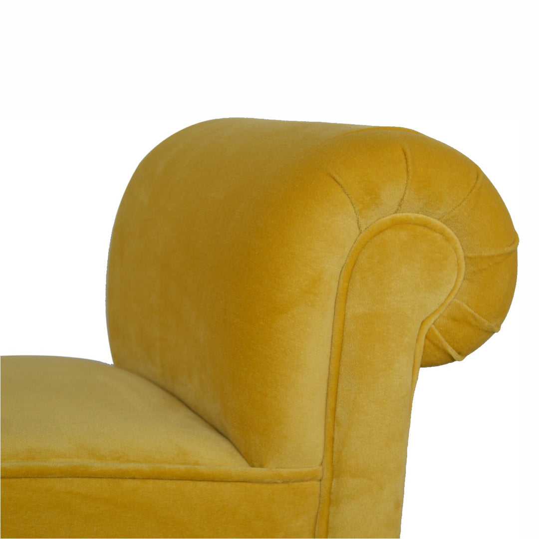Mini Mustard Velvet Bench-Smiddy Furniture