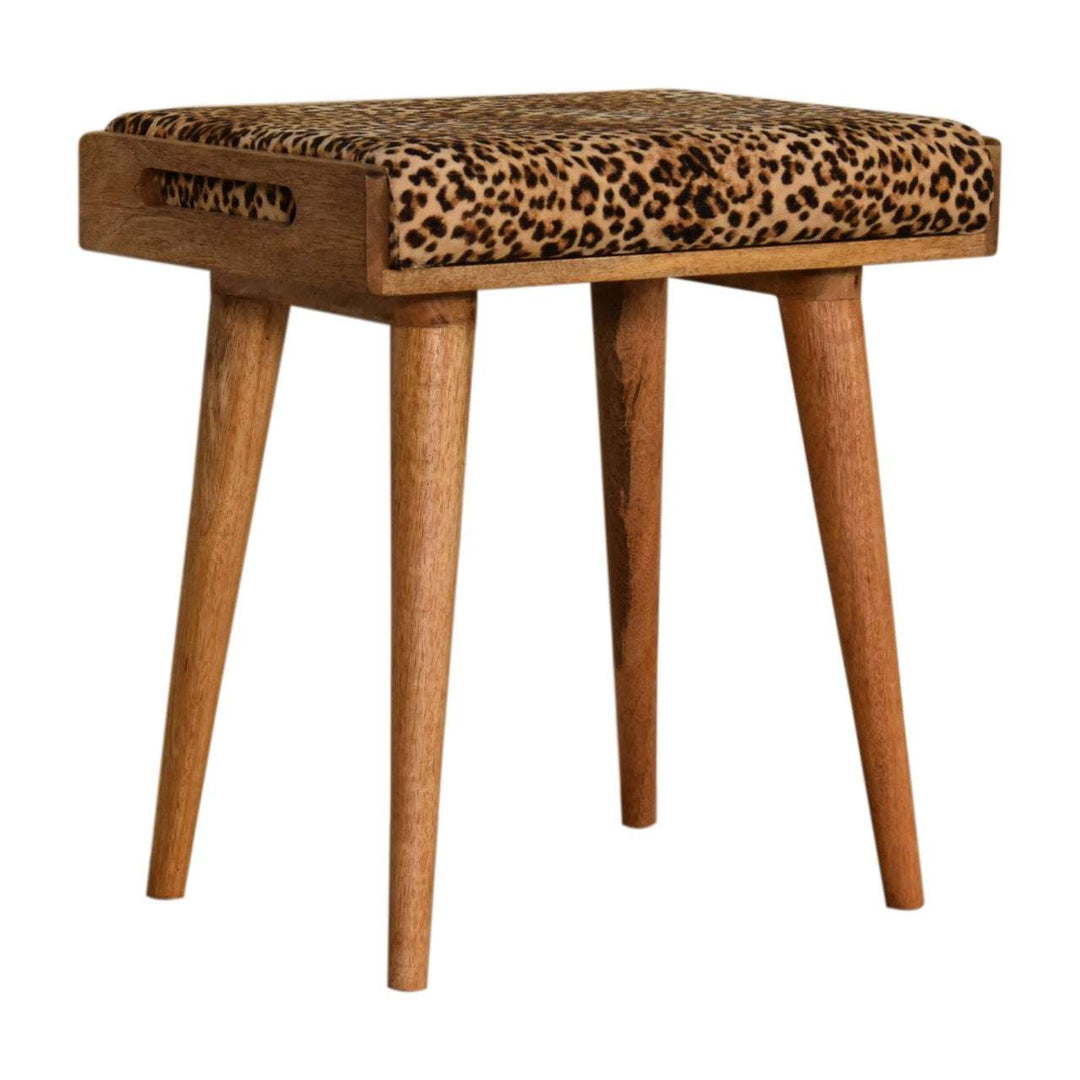 Leopard Velvet Tray Style Footstool - Smiddy Furniture