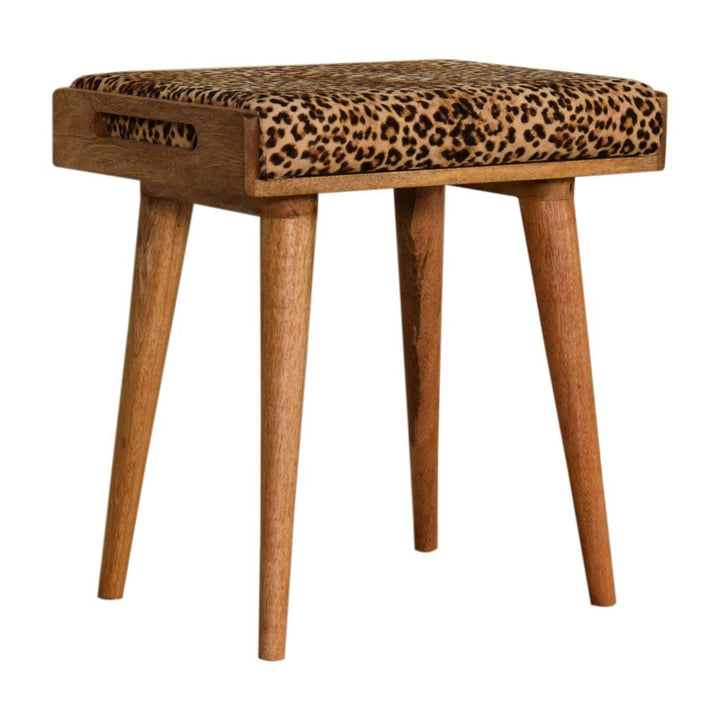 Leopard Velvet Tray Style Footstool - Smiddy Furniture