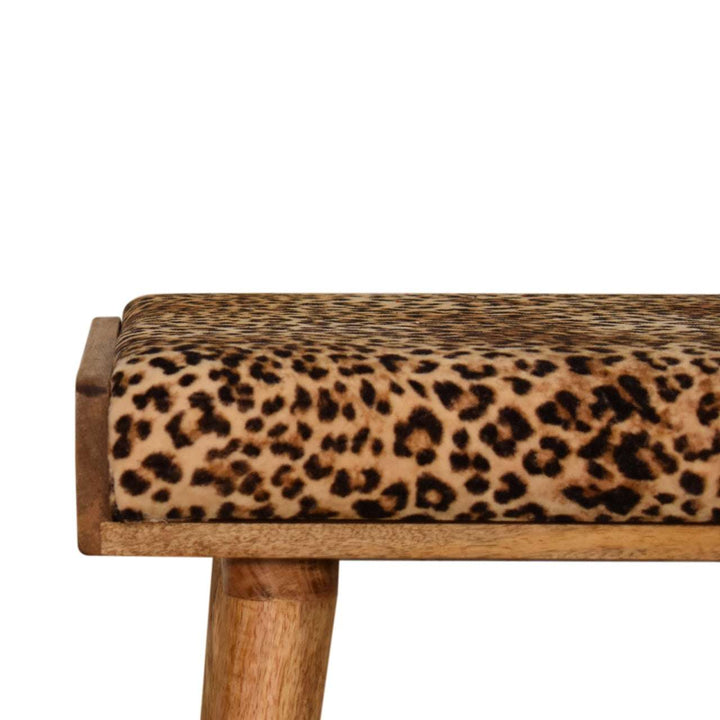 Leopard Velvet Tray Style Footstool - Smiddy Furniture