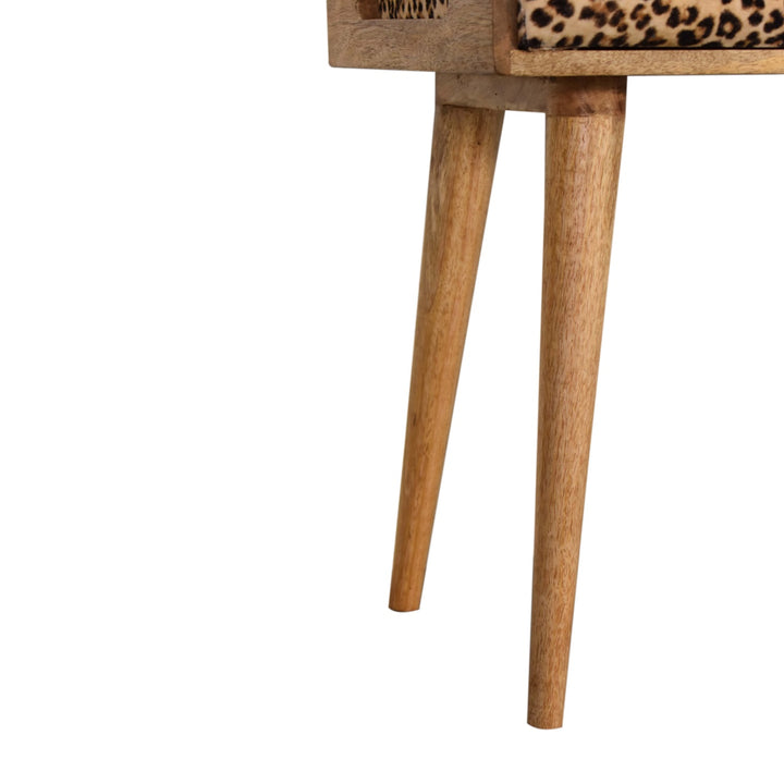 Leopard Velvet Tray Style Footstool - Smiddy Furniture
