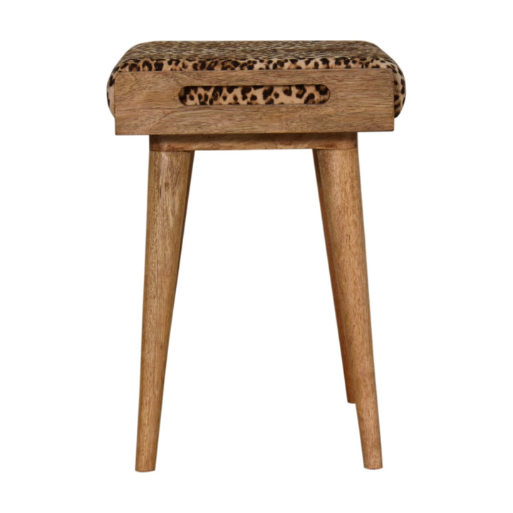 Leopard Velvet Tray Style Footstool - Smiddy Furniture