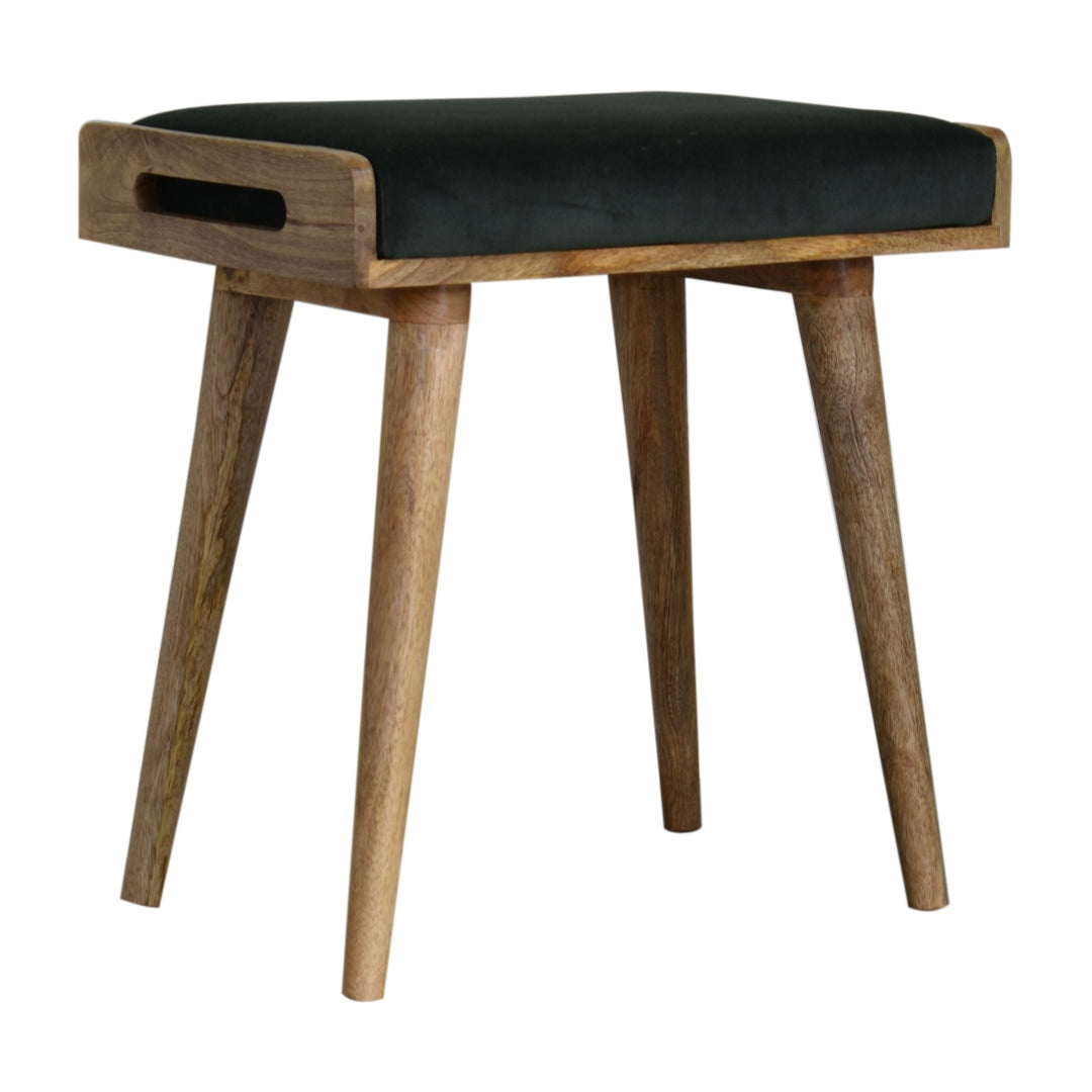 Emerald Velvet Tray Style Footstool - Smiddy Furniture