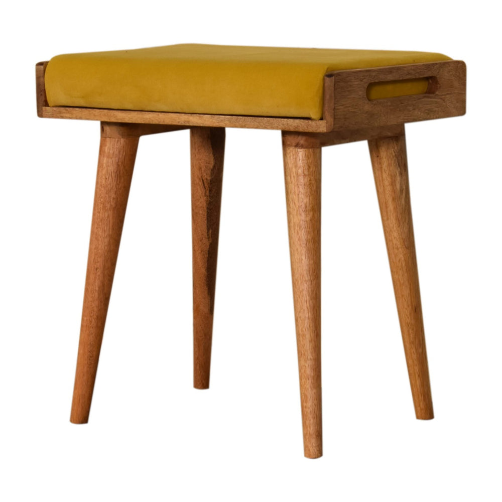 Mustard Velvet Tray Style Footstool - Smiddy Furniture