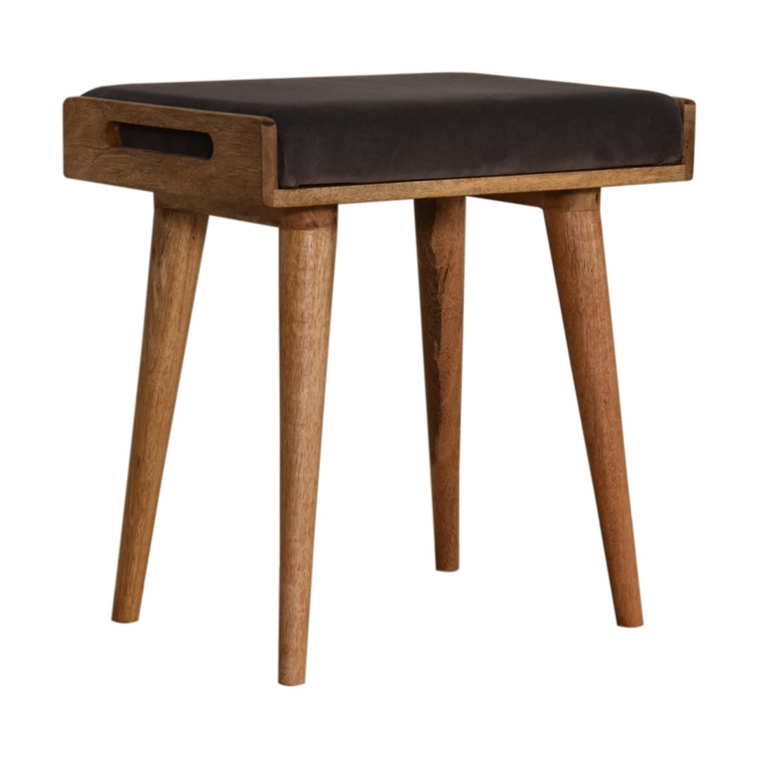 Grey Velvet Tray Style Footstool-Smiddy Furniture