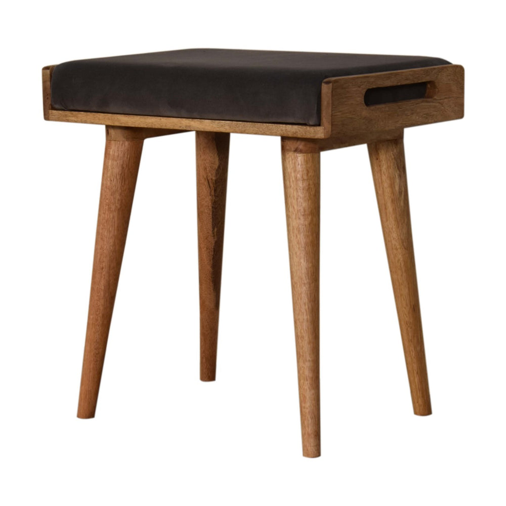 Grey Velvet Tray Style Footstool-Smiddy Furniture