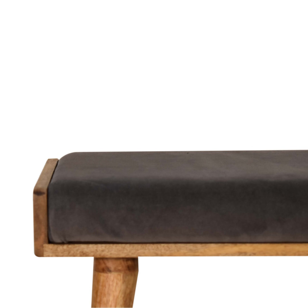 Grey Velvet Tray Style Footstool-Smiddy Furniture