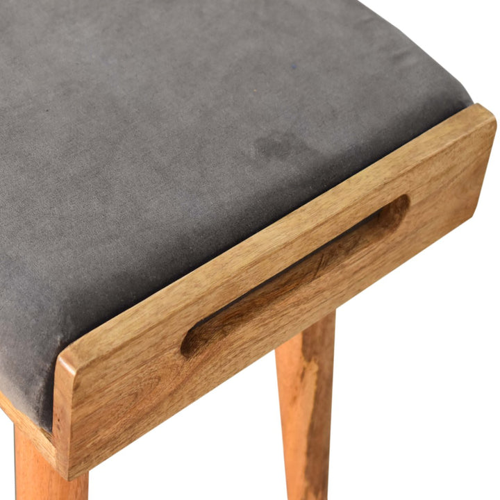 Grey Velvet Tray Style Footstool-Smiddy Furniture
