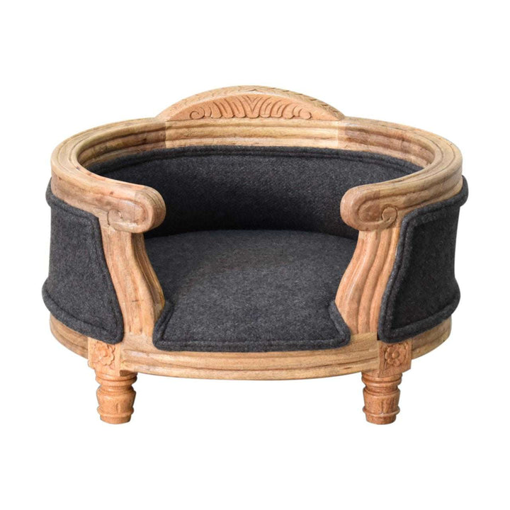 Carved Battleship Tweed Pet Bed - Smiddy Furniture