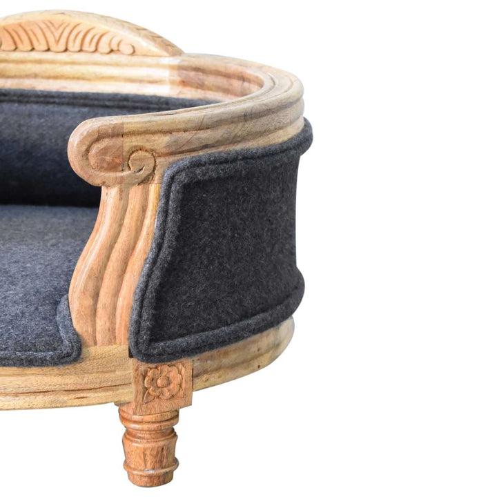 Carved Battleship Tweed Pet Bed - Smiddy Furniture