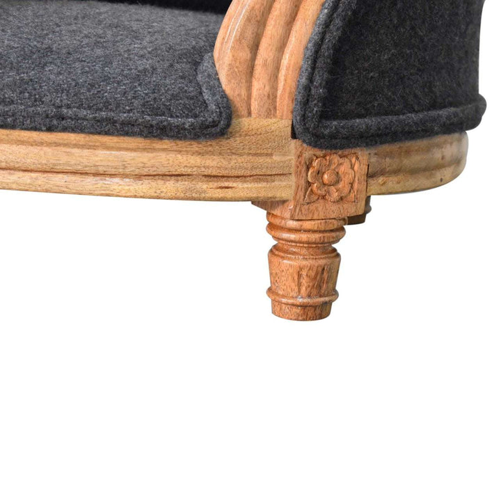 Carved Battleship Tweed Pet Bed - Smiddy Furniture