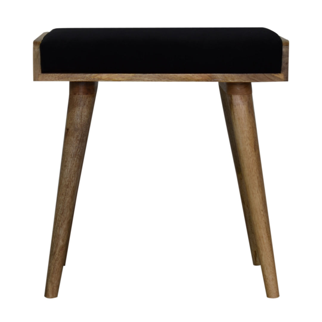 Black Velvet Tray Style Footstool - Smiddy Furniture