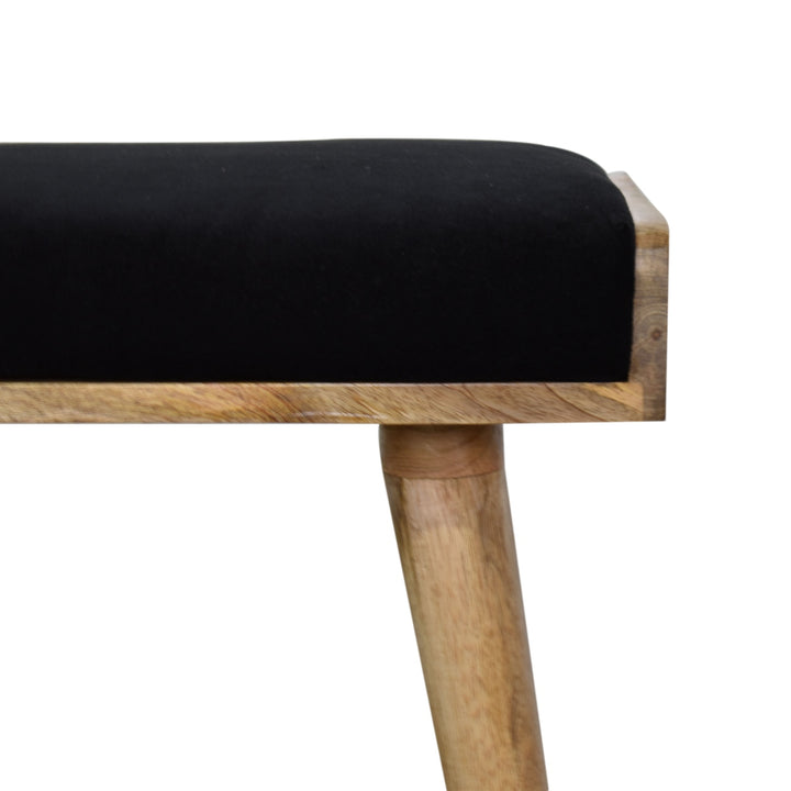 Black Velvet Tray Style Footstool - Smiddy Furniture
