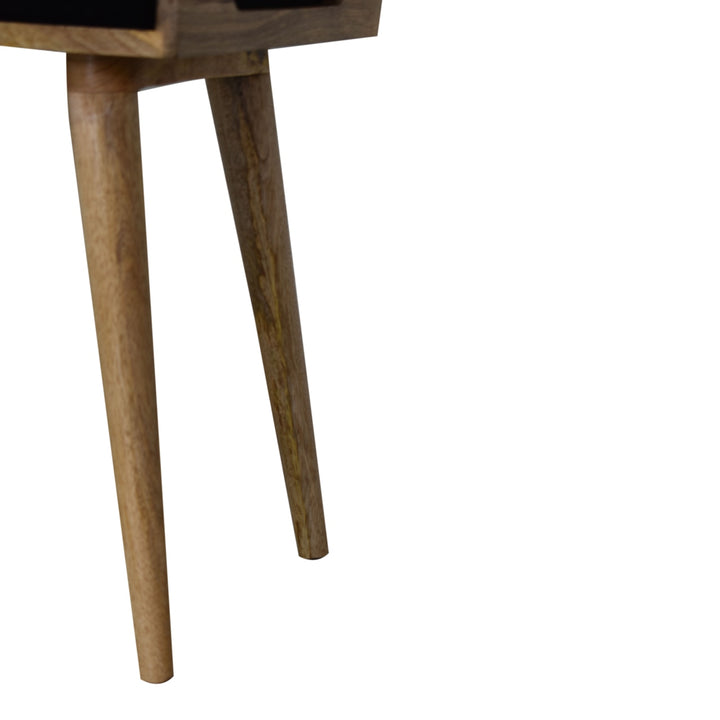 Black Velvet Tray Style Footstool - Smiddy Furniture