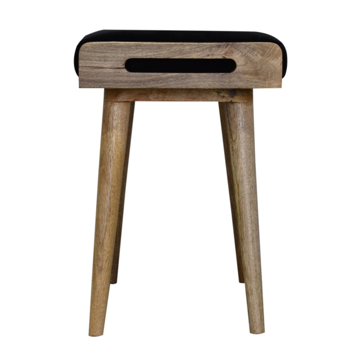 Black Velvet Tray Style Footstool - Smiddy Furniture
