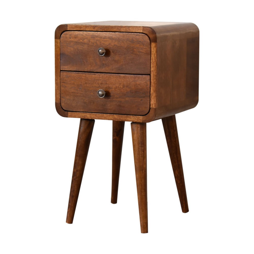Mini Chestnut Curved Bedside-Smiddy Furniture