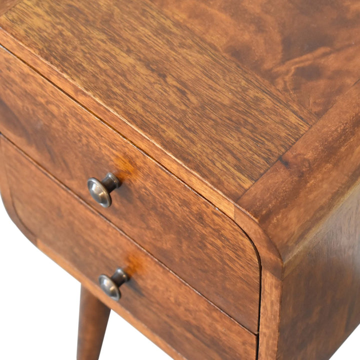 Mini Chestnut Curved Bedside-Smiddy Furniture