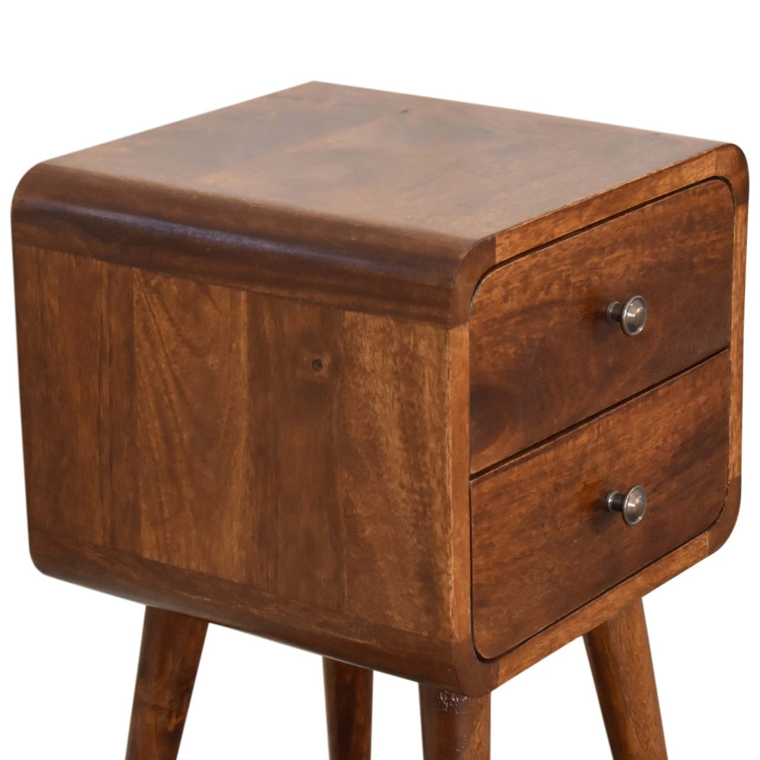 Mini Chestnut Curved Bedside-Smiddy Furniture