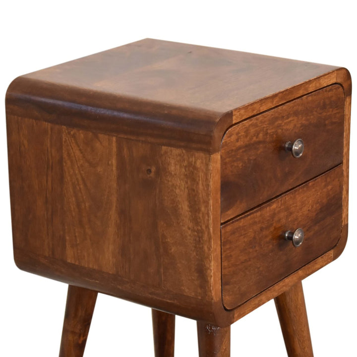 Mini Chestnut Curved Bedside-Smiddy Furniture