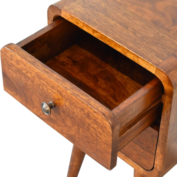 Mini Chestnut Curved Bedside-Smiddy Furniture