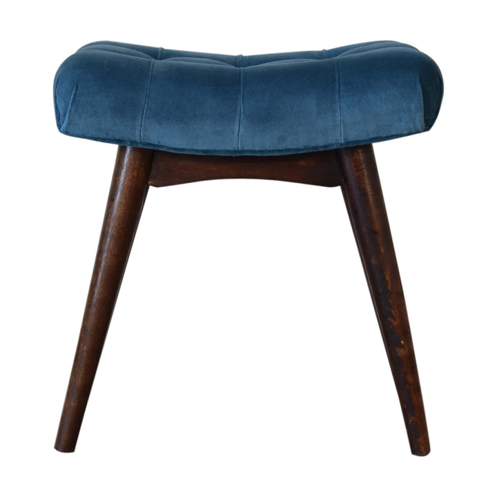 Mini Teal Velvet Curved Bench - Smiddy Furniture