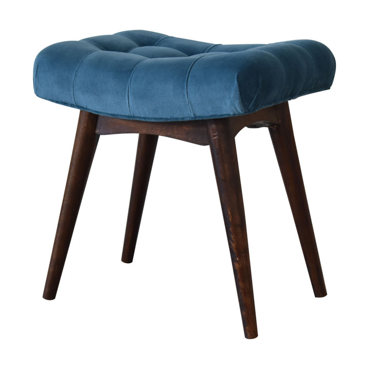 Mini Teal Velvet Curved Bench - Smiddy Furniture