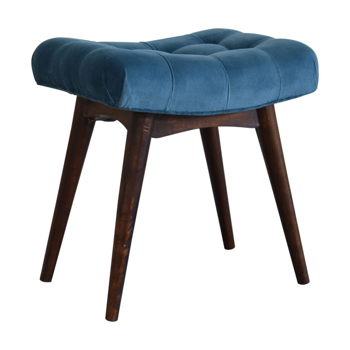 Mini Teal Velvet Curved Bench - Smiddy Furniture