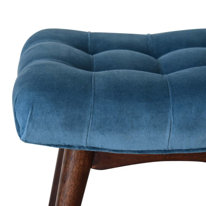 Mini Teal Velvet Curved Bench - Smiddy Furniture