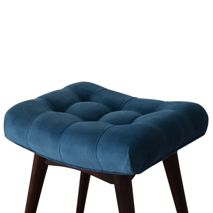 Mini Teal Velvet Curved Bench - Smiddy Furniture