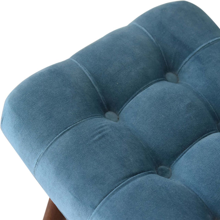 Mini Teal Velvet Curved Bench - Smiddy Furniture