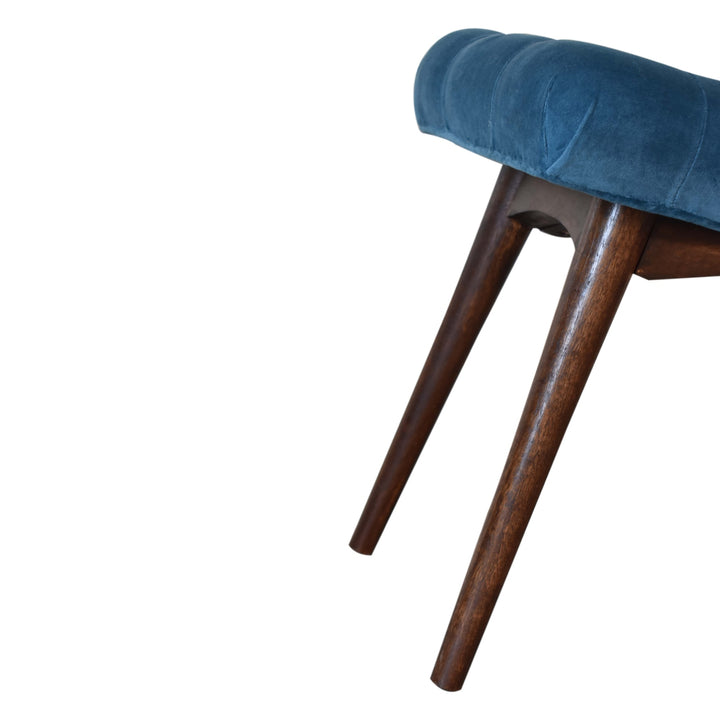 Mini Teal Velvet Curved Bench - Smiddy Furniture