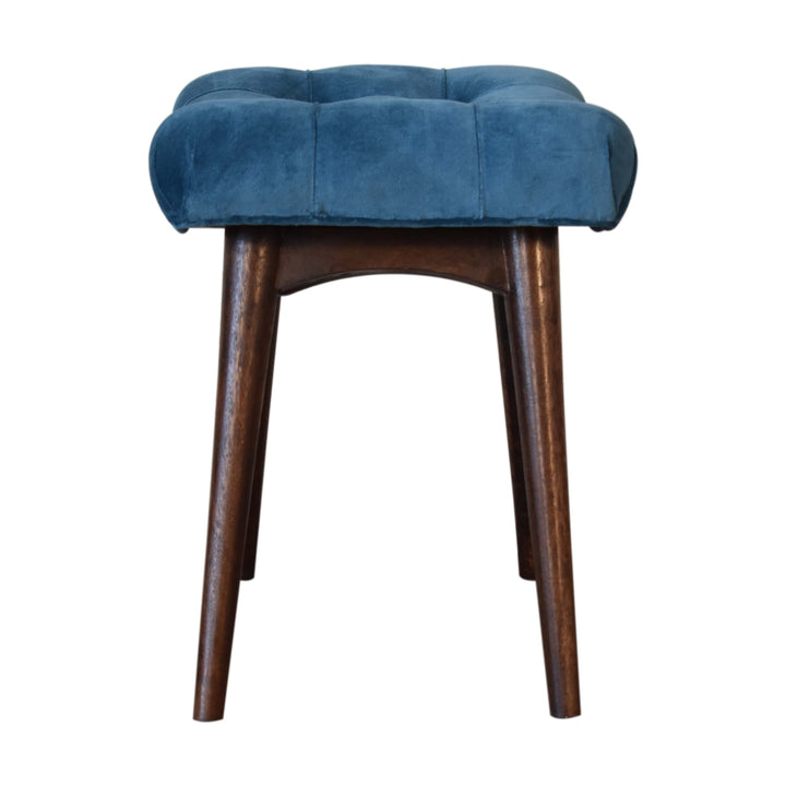Mini Teal Velvet Curved Bench - Smiddy Furniture