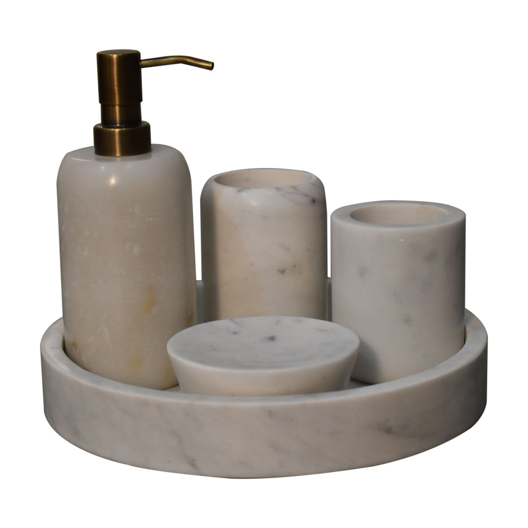 White Marble Bathroom Set of 5 - Smiddy Furniture