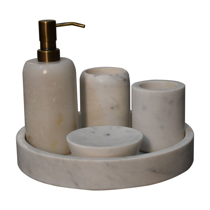 White Marble Bathroom Set of 5 - Smiddy Furniture