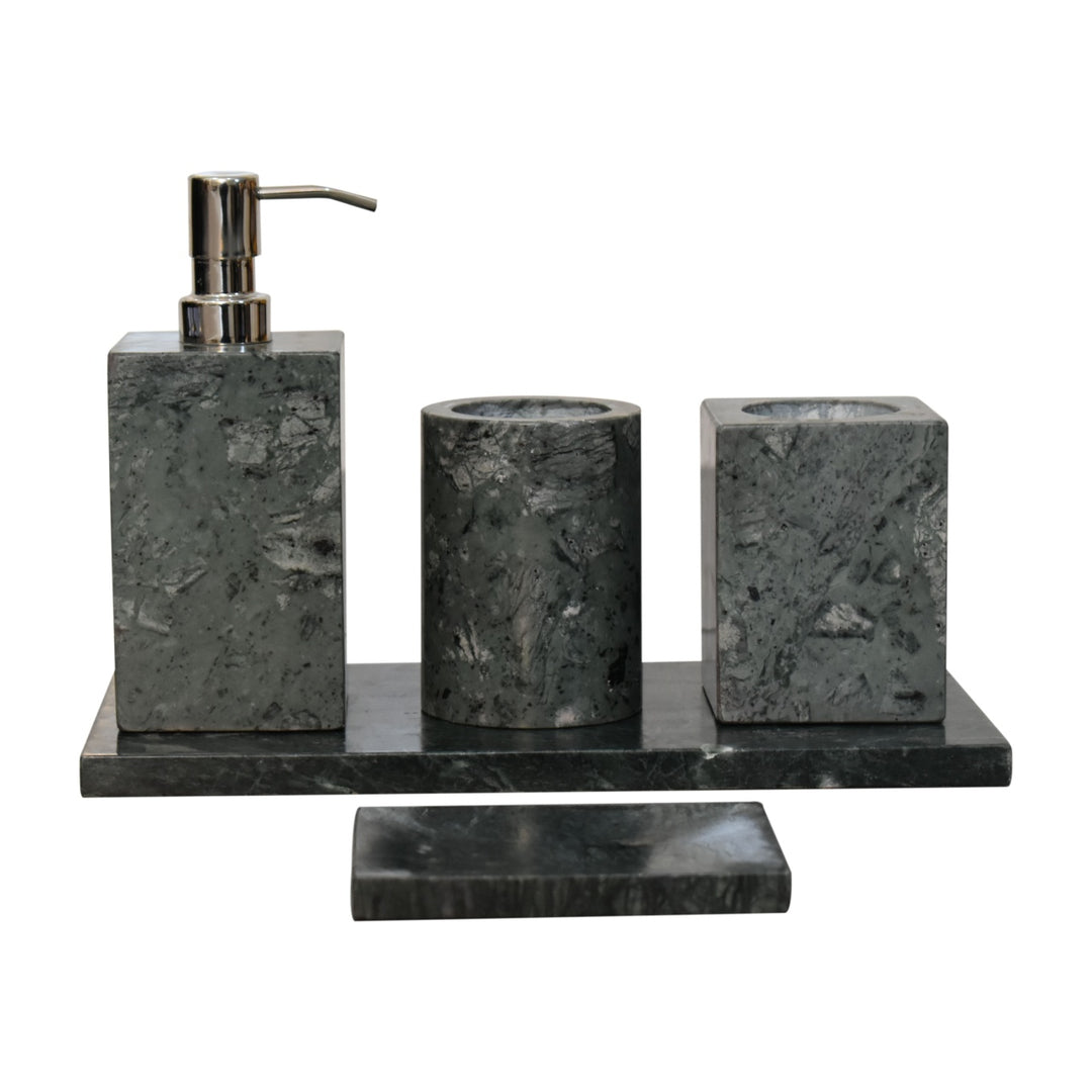 Set of 5 Green Marble Bathroom Set - Smiddy Furniture
