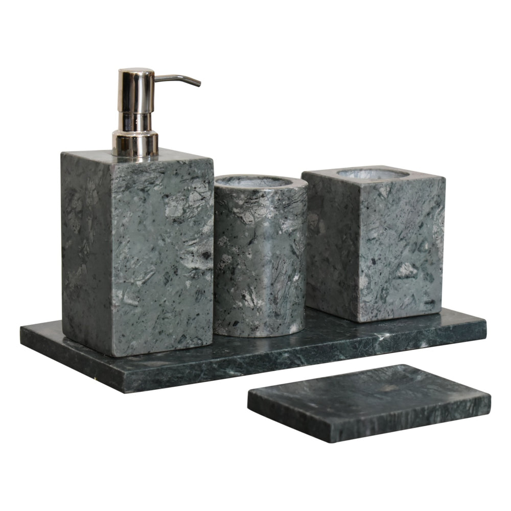 Set of 5 Green Marble Bathroom Set - Smiddy Furniture