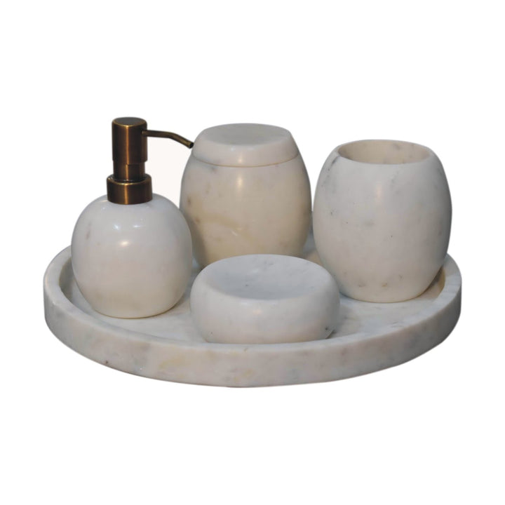 Set of 5 White Marble Bathroom Set-Smiddy Furniture