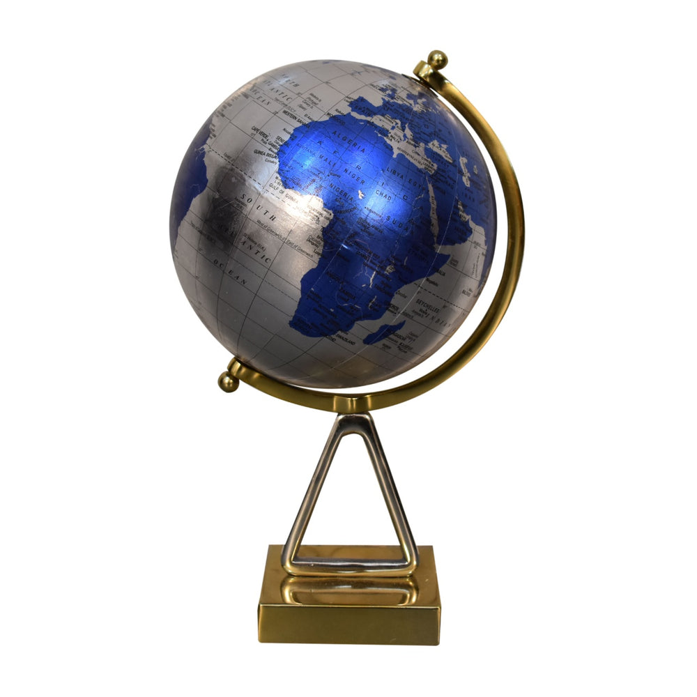 Mixed Chrome and Brass Blue Globe - Smiddy Furniture