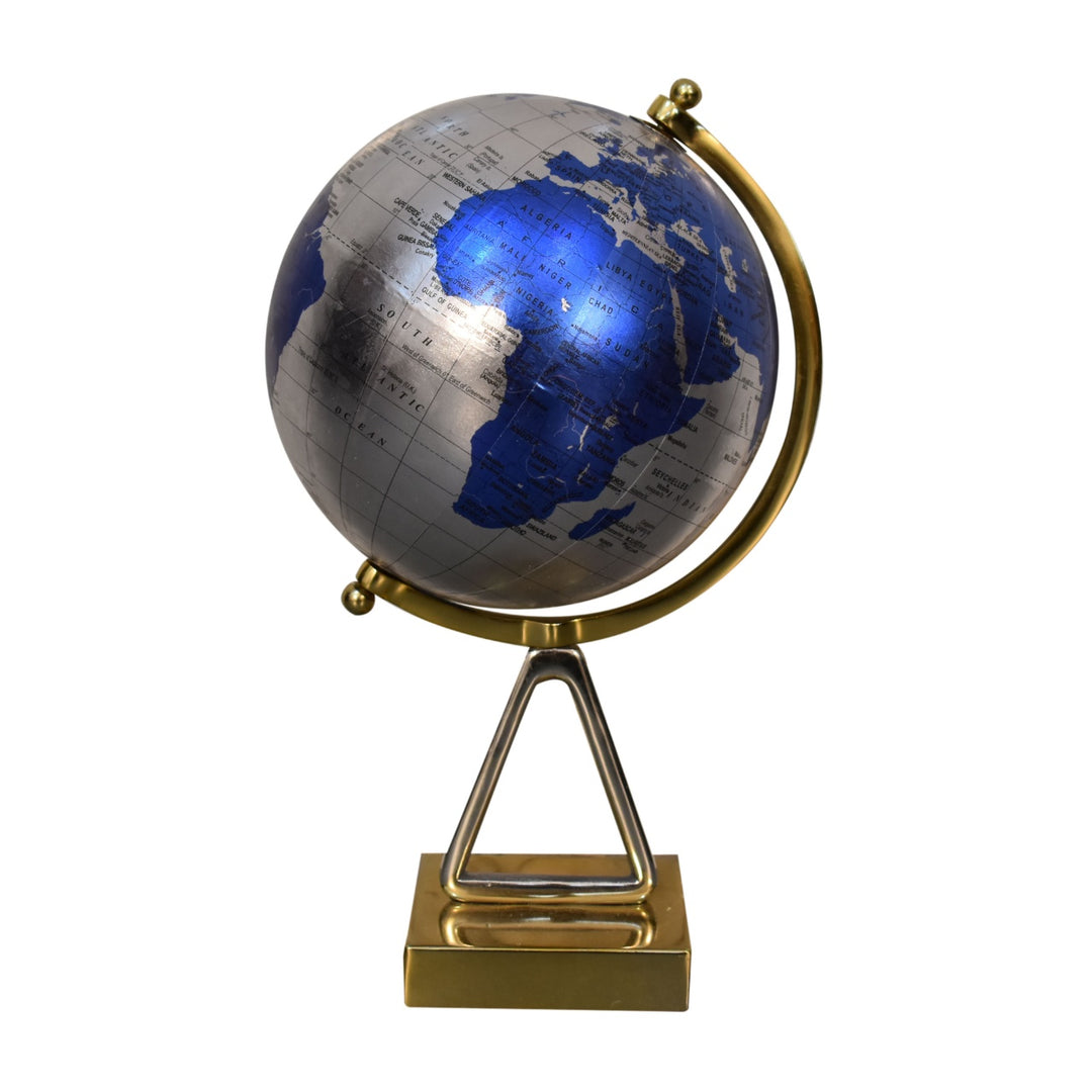 Mixed Chrome and Brass Blue Globe - Smiddy Furniture